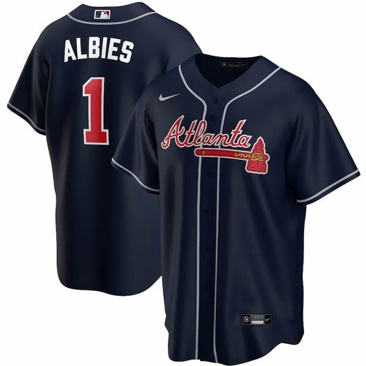 Ozzie Albies Atlanta Braves Alternate 2021 Replica Player Navy 3D Jersey
