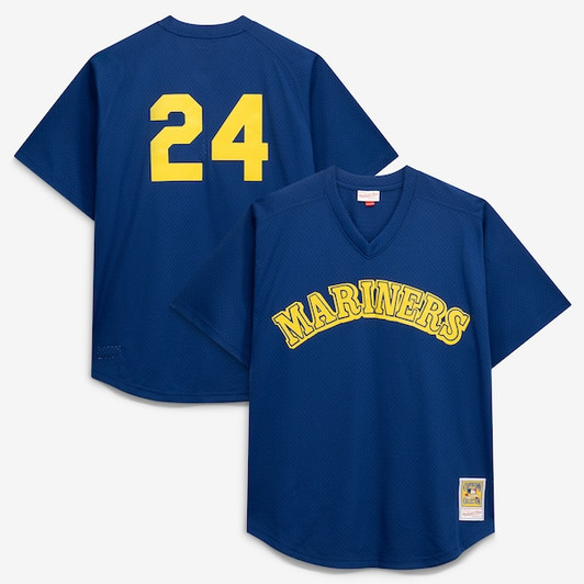 Men's Seattle Mariners Ken Griffey Jr. Mitchell & Ness Royal Big & Tall Cooperstown Collection Mesh Batting Practice Jersey