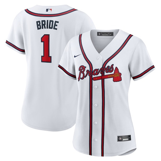 Women's Atlanta Braves  Nike White #1 Bride Home Replica Jersey
