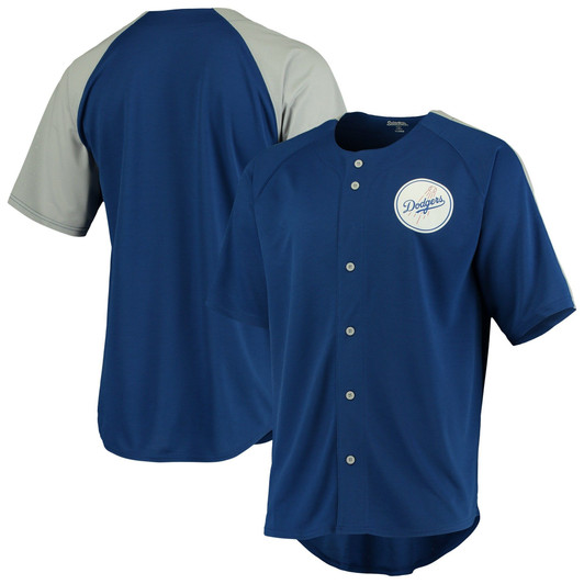 MenS Stitches Royal Los Angeles Dodgers Logo Button-Up Jersey
