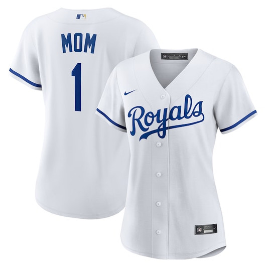 Women's Kansas City Royals  Nike White #1 Mom Home Replica Jersey