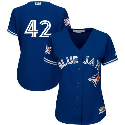 Toronto Blue Jays Majestic Womens 2021 Jackie Robinson Day Official Cool Base Jersey Jersey Royal 2021