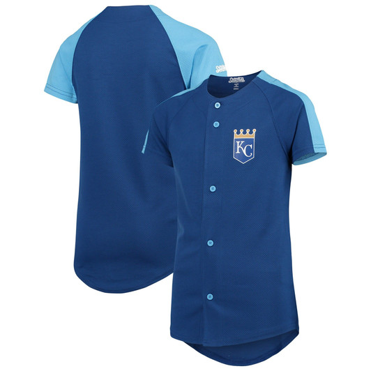 Stitches Royal Kansas City Royals Logo Button-Down Jersey