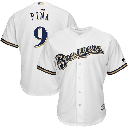 Manny Pina Milwaukee Brewers Majestic Home Cool Base Player Jersey Jersey White 2021