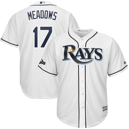 Austin Meadows Tampa Bay Rays Majestic 2021 Postseason Official Cool Base Player Jersey Jersey White