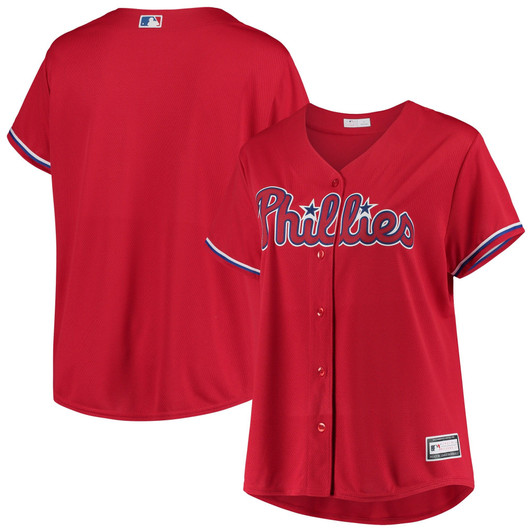 WomenS Red Philadelphia Phillies Plus Size Alternate Replica Team Jersey