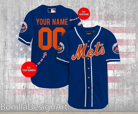 New York Mets Personalized Name and Number Baseball Jersey For Fans