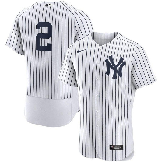 Mens New York Yankees Derek Jeter Nike Replica Replica White/Navy Home  Player Jersey