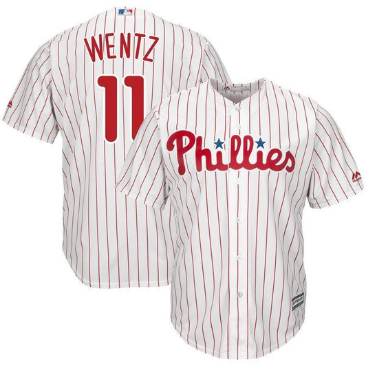 Carson Wentz Philadelphia Phillies Majestic x MLB Crossover Cool Base Player Jersey White 2019