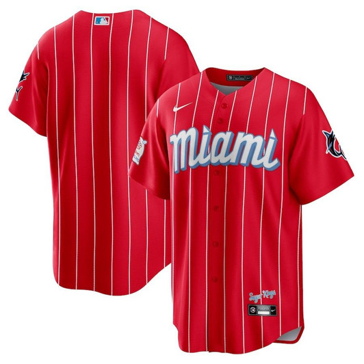 Mens Miami Marlins Nike Replica Replica Red 2021 City Connect Replica Jersey