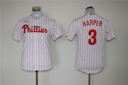 Philadelphia Phillies Bryce Harper #3 2020 MLB White Womens Jersey
