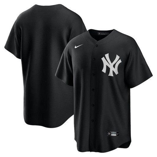 Mens New York Yankees Nike Replica Replica Black/White Official Replica Jersey