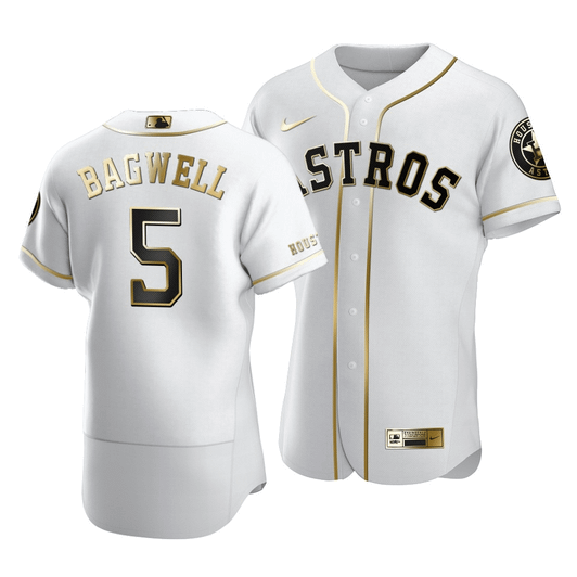 Astros Jeff Bagwell #5 Golden Edition White  Jersey