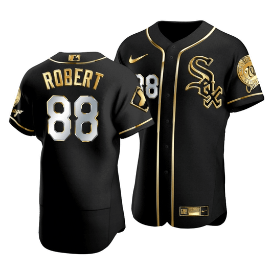 Men'S Chicago White Sox Luis Robert #88 Golden Edition Black  Jersey