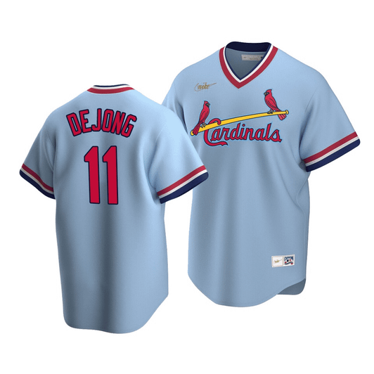 Men'S St. Louis Cardinals Paul Dejong #11 Cooperstown Collection Light Blue Road Jersey