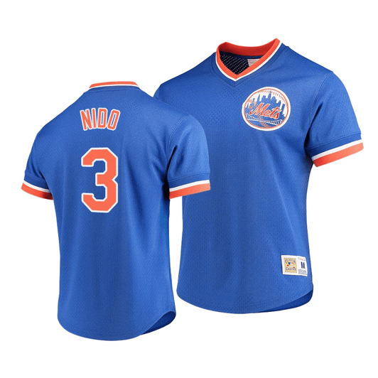 Men'S New York Mets Tomas Nido #3 Cooperstown Collection Mesh V-Neck Jersey Royal