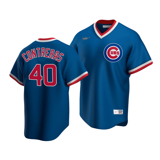 Men'S Chicago Cubs Willson Contreras #40 Cooperstown Collection Royal Road Jersey