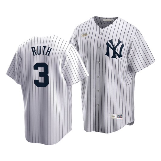 Men'S New York Yankees Babe Ruth #3 Cooperstown Collection White Home Jersey
