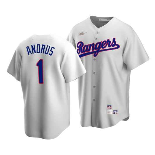 Men'S Texas Rangers Elvis Andrus #1 Cooperstown Collection White Home Jersey
