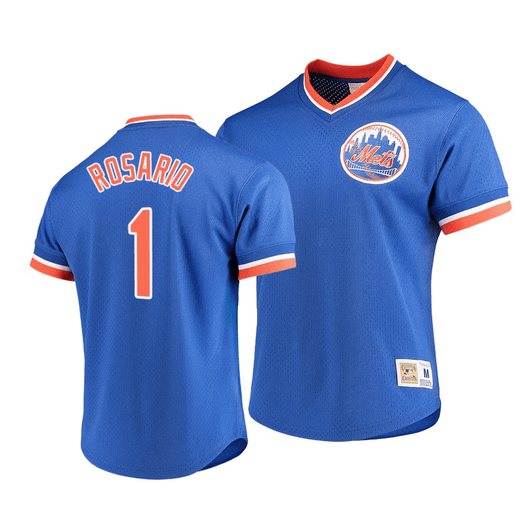 Men'S New York Mets Amed Rosario #1 Cooperstown Collection Mesh V-Neck Jersey Royal