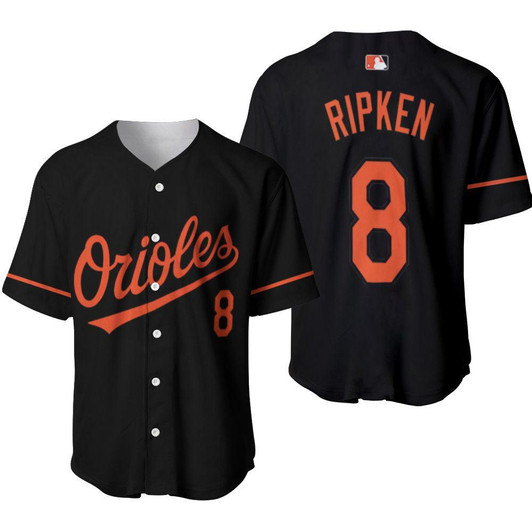 Baltimore Orioles Cal Ripken Jr #8 MLB Great Player 2020 Black 3D Designed Allover Gift For Baltimore Fans Baseball Jersey - MLB