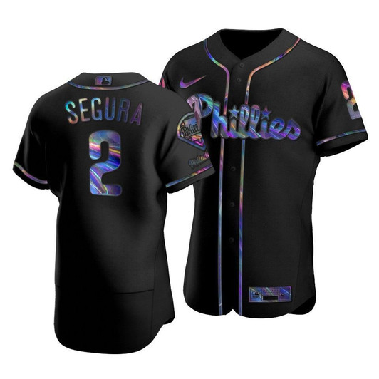 Men'S Philadelphia Phillies Jean Segura #2 Iridescent Logo Holographic Limited Jersey Black