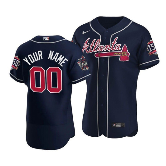 Atlanta Braves Custom #00 2021 Mlb All-Star Game Patch Team Jersey Navy