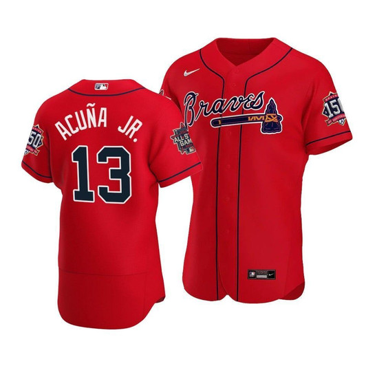 Atlanta Braves Ronald Acuna Jr. #13 2021 Mlb All-Star Game Patch Alternate Jersey Red