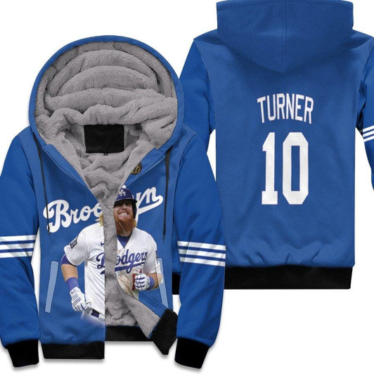 Los Angeles Dodgers Justin Turner 10 MLB Team 2020 Blue Jersey 3D Allover Designed Gift For Dodgers Fans Fleece Hoodie - MLB