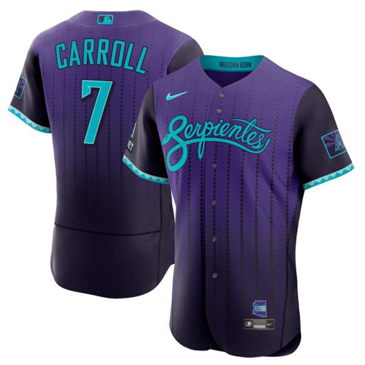 Men's Arizona Diamondbacks Corbin Carroll Nike Purple City Connect  Sponsor Patch Jersey