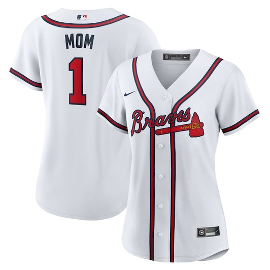 Women's Atlanta Braves  Nike White #1 Mom Home Replica Jersey