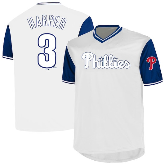 Men's Philadelphia Phillies Bryce Harper Profile White Big & Tall Name & Number Jersey