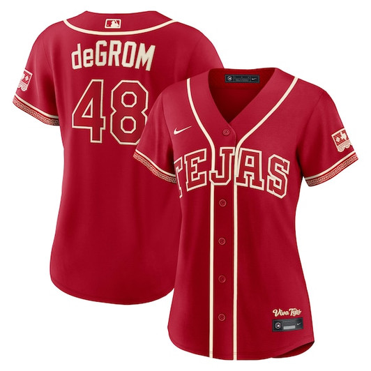 Women's Texas Rangers Jacob deGrom Nike Red 2026 City Connect Stadium Jersey
