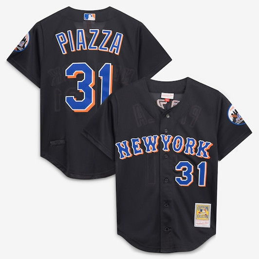 Toddler New York Mets Mike Piazza Mitchell & Ness Black Cooperstown Collection Mesh Batting Practice Jersey