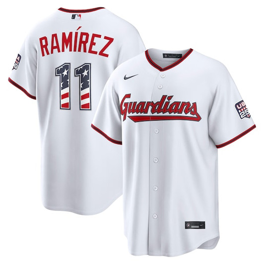 Men's Cleveland Guardians José Ramírez Nike White USA 250 Fourth of July Home Stadium Jersey