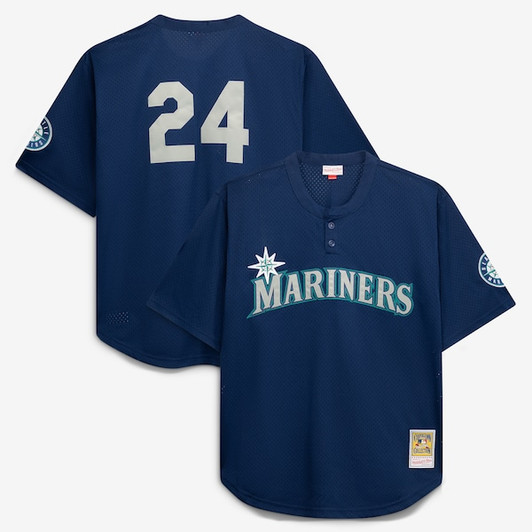 Men's Seattle Mariners Mitchell & Ness Navy Big & Tall Cooperstown Collection Mesh Batting Practice Jersey