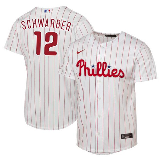 Youth Philadelphia Phillies Kyle Schwarber Nike White Home Replica Jersey