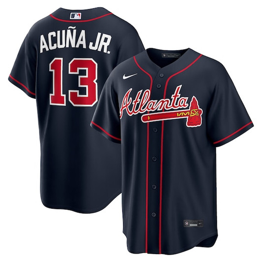 Men's Atlanta Braves Ronald Acuña Jr. Nike Navy Alternate Replica Jersey