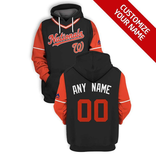Washington Nationals Mlb Baseball Team Black Personalized Number Name Jersey Style Gift For Nationals Fans Hoodie - MLB