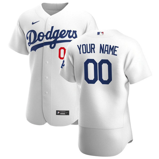 Mens Los Angeles Dodgers Nike Replica Replica White Home  Custom Patch Jersey