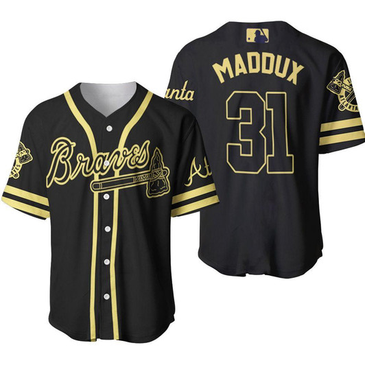 Atlanta Braves Greg Maddux #31 Great Player MLB Black 3D Designed Allover Gift For Atlanta Fans Baseball Jersey - MLB