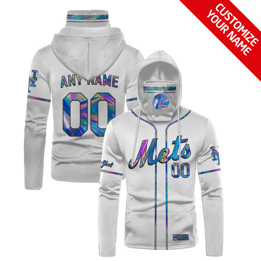 New York Mets Mlb Baseball White Jersey Style Personalized Number Name Gift For Mets Fans Masked Hoodie - MLB