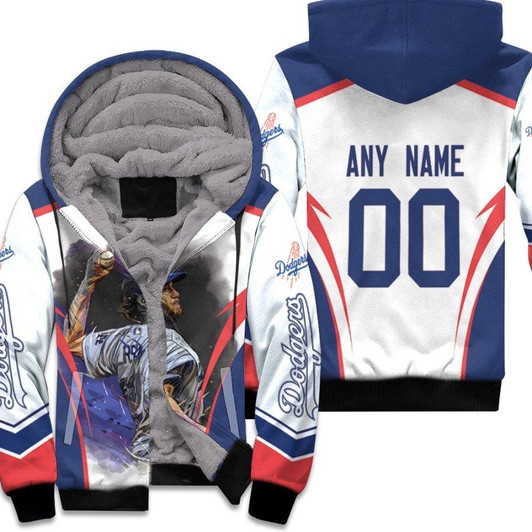 Los Angeles Dodgers Clayton Kershaw 00 MLB Team White Jersey Style Gift With Custom Number Name For Dodgers Fans Fleece Hoodie - MLB