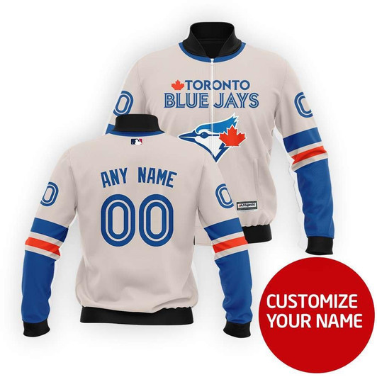 Toronto Blue Jays #00 Personalized White Jersey Style Gift With Custom Number Name For Jays Fans Bomber Jacket