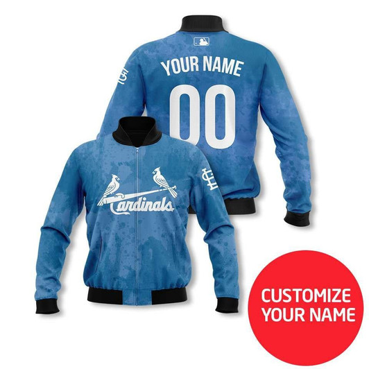 St. Louis Cardinals #00 Personalized Midnight Navy Blue Jersey Style Gift With Custom Number Name For Cardinals Fans Bomber Jacket