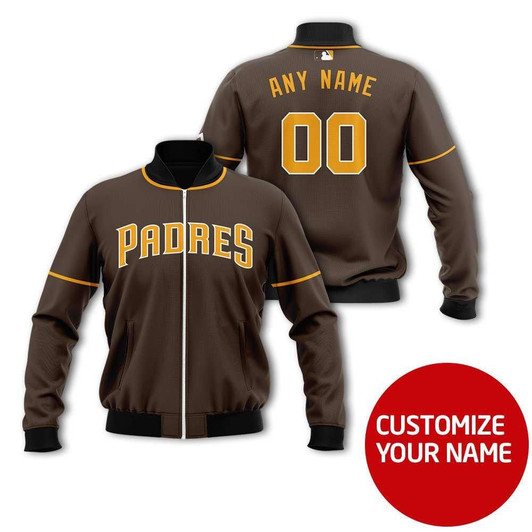 San Diego Padres #00 Personalized Brown Jersey Style Gift With Custom Number Name For Padres Fans Bomber Jacket