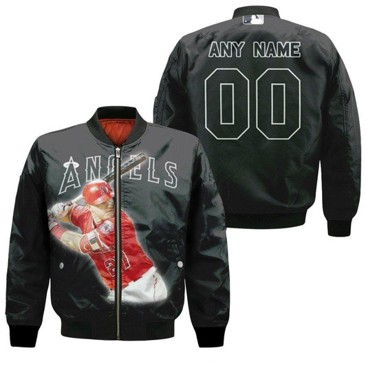 Los Angeles Angels Mike Trout 27 Black Jersey Style Gift With Custom Number Name For Angels Fans Bomber Jacket