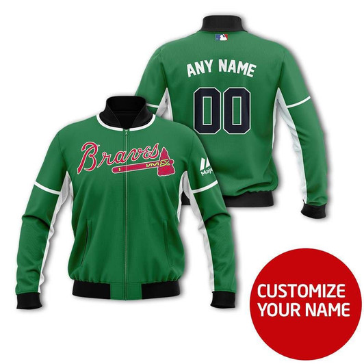 Atlanta Braves #00 Personalized Green Jersey Style Gift With Custom Number Name For Braves Fans Bomber Jacket