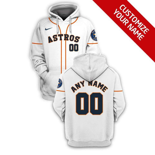 Houston Astros Mlb Baseball Team Personalized Number Name White Jersey Style Gift For Astros Fans Hoodie - MLB