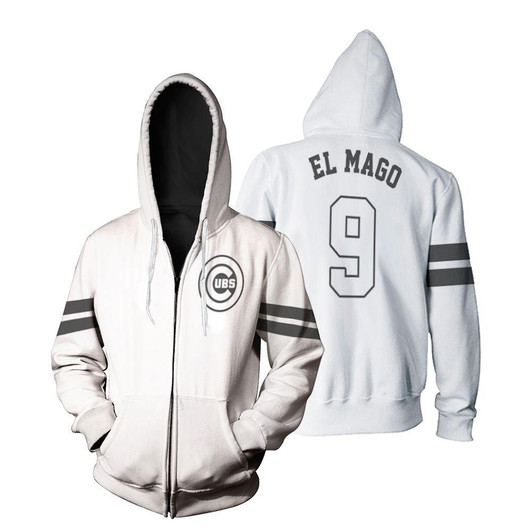 Javier Baez El Mago Chicago Cubs Player White 2019 Jersey Inspired Style Zip Hoodie - MLB